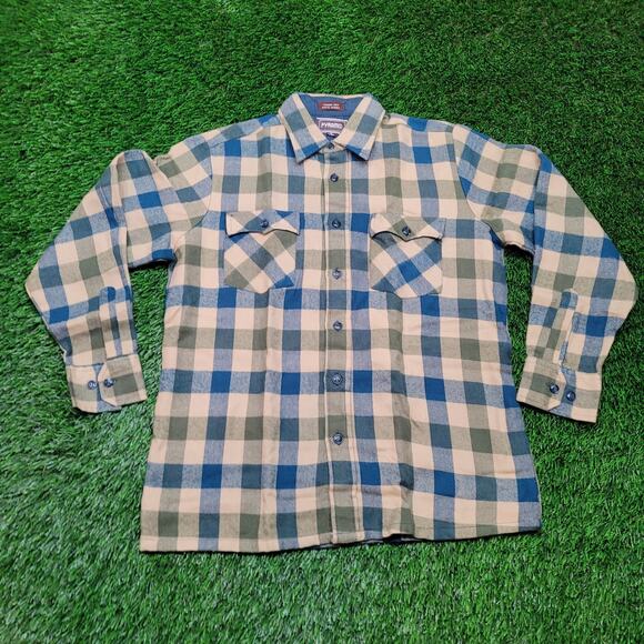 VTG 80s Pyramid Flannel Shirt Mens M Baggy Oversized Plaid Lined Yoke - Picture 1 of 6